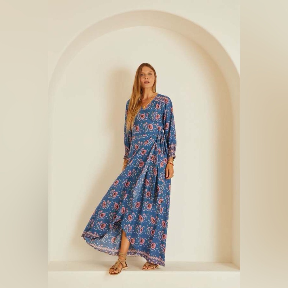 Natalie Martin Blue Floral Kate Maxi Dress